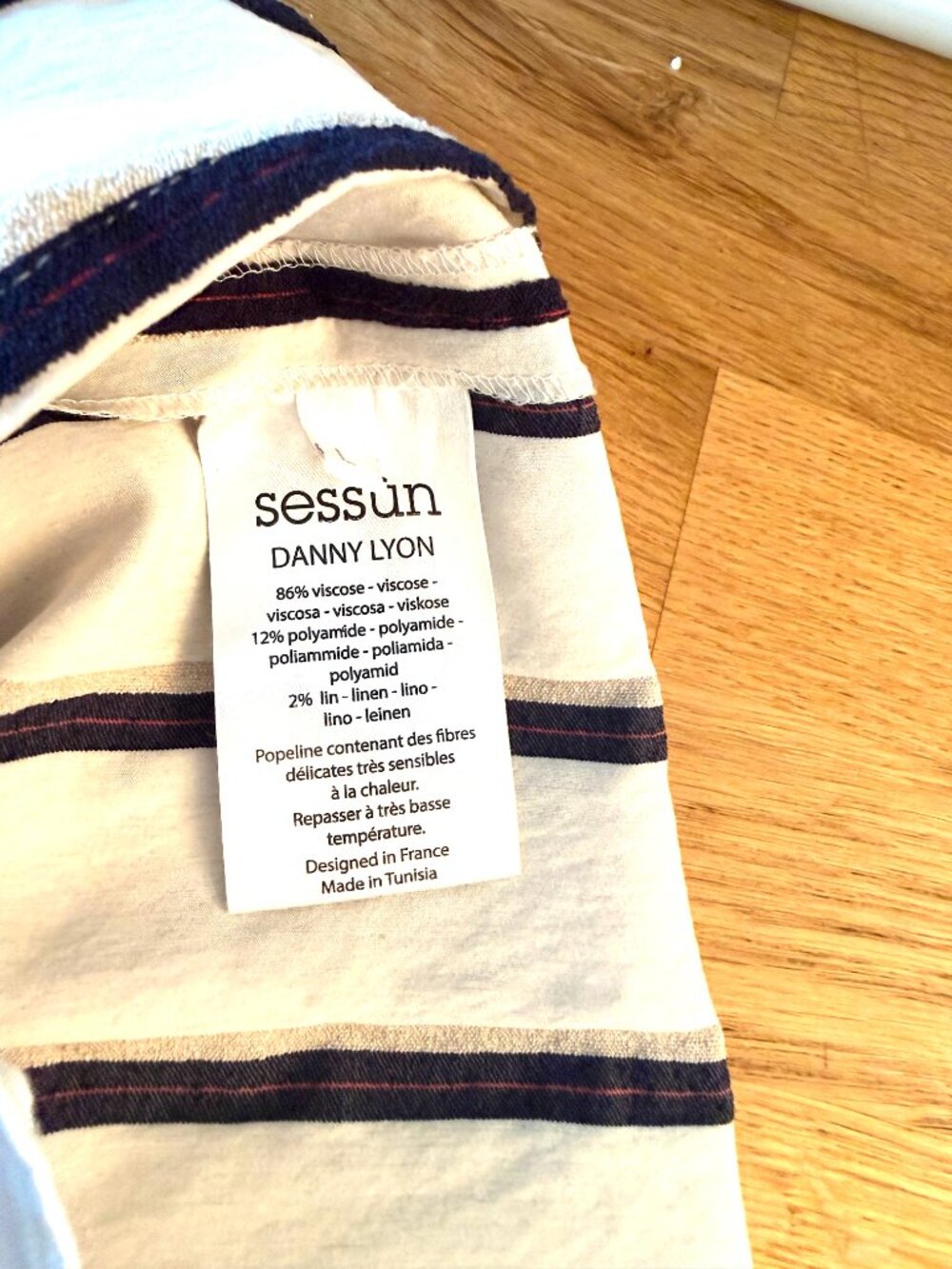 Sessùn "Danny Lyon" Striped Midi Shirtdress Cream Navy - Picture 5 of 5